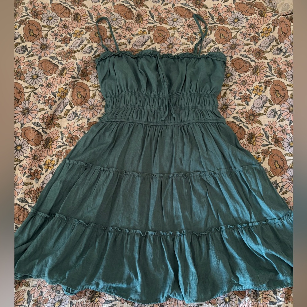 Trixxi Green Tiered Mini Dress